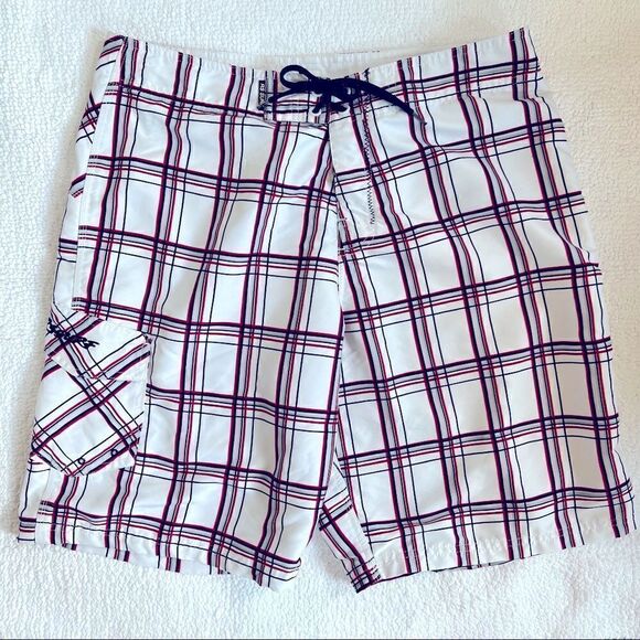 RS Surf Swim Trunks White/Red/Grey/Black Men’s Size 34 - Picture 2 of 9